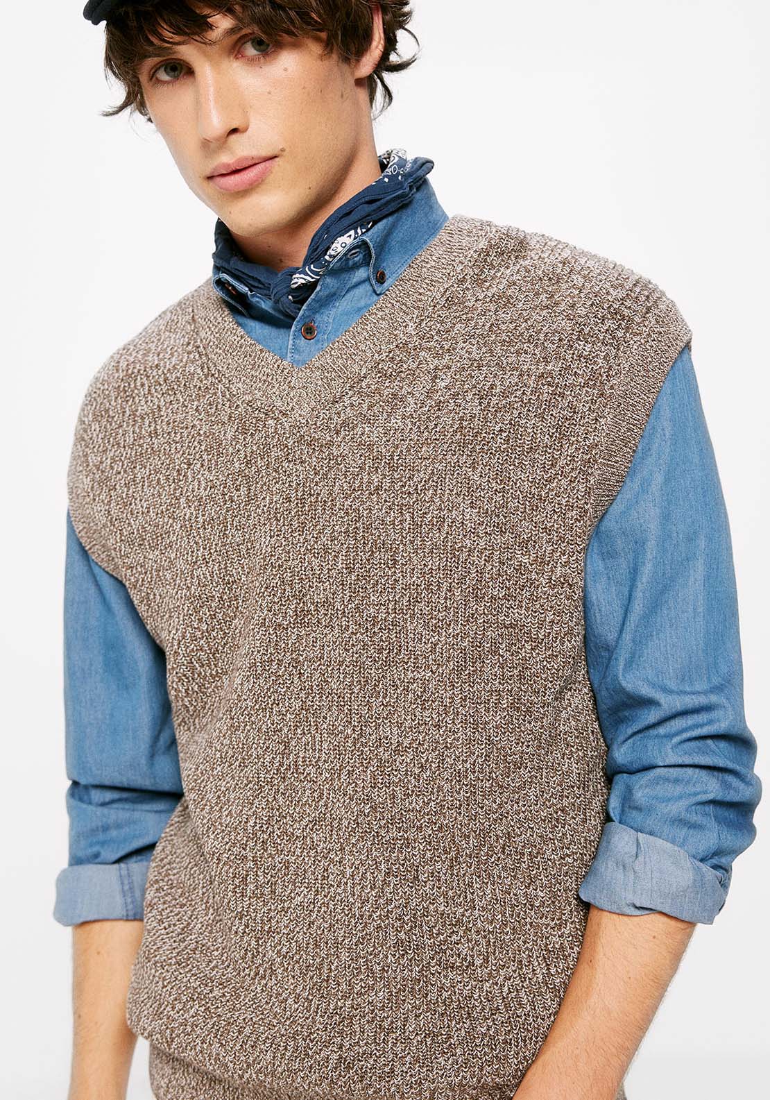 Springfield Short Sleeve Plain Cotton Knit - Brown 1 Shaws Department Stores