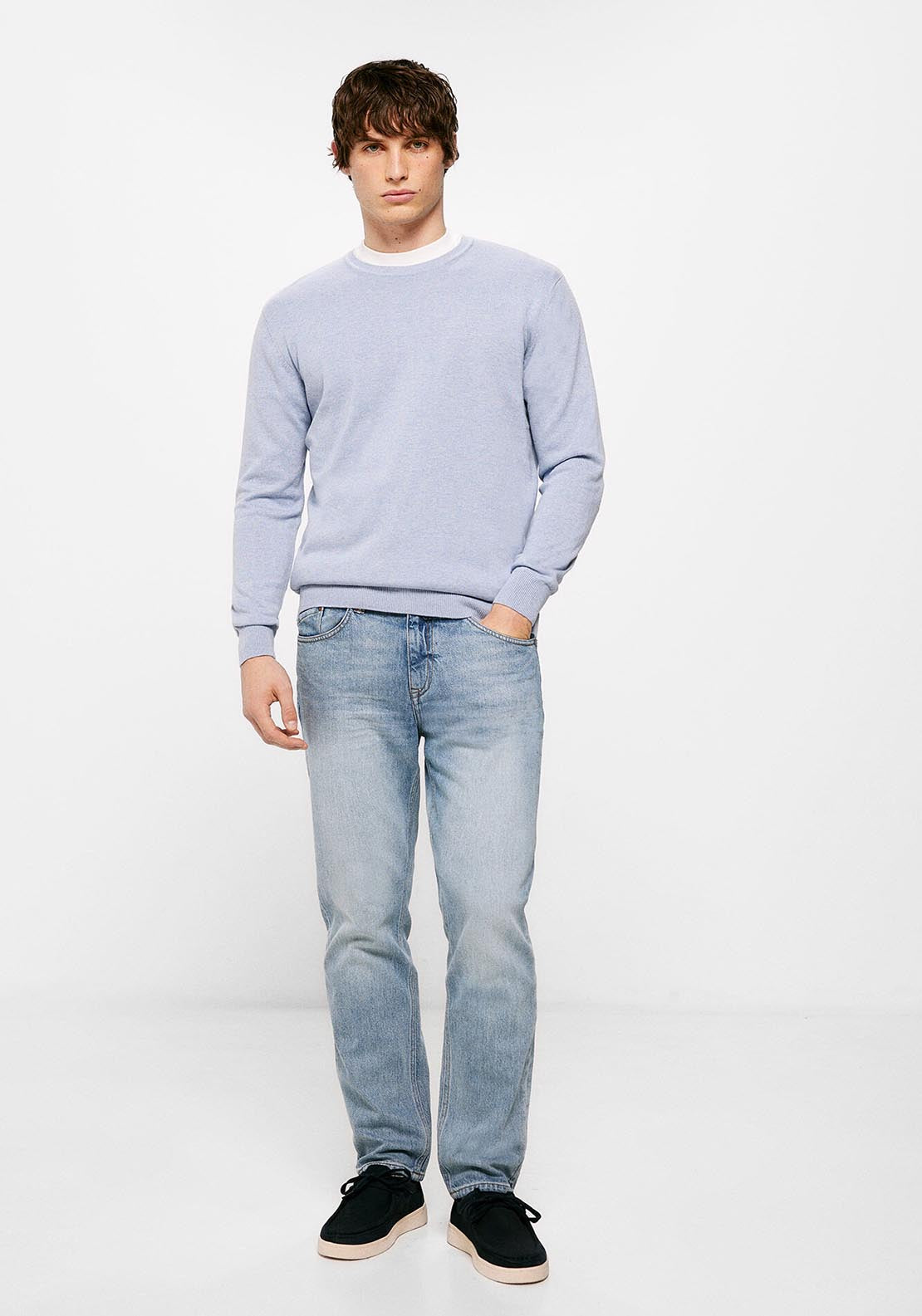 Springfield Essential jumper with elbow patches - Blue 4 Shaws Department Stores