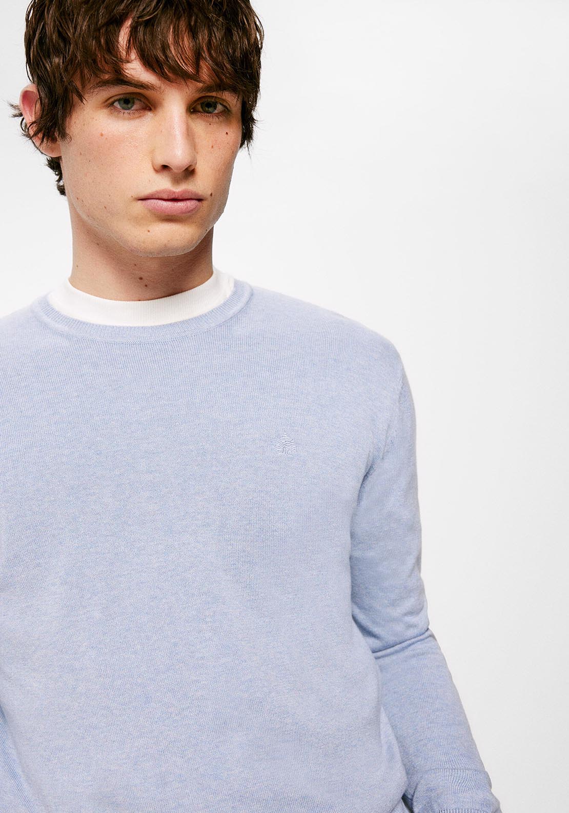 Springfield Essential jumper with elbow patches - Blue 2 Shaws Department Stores