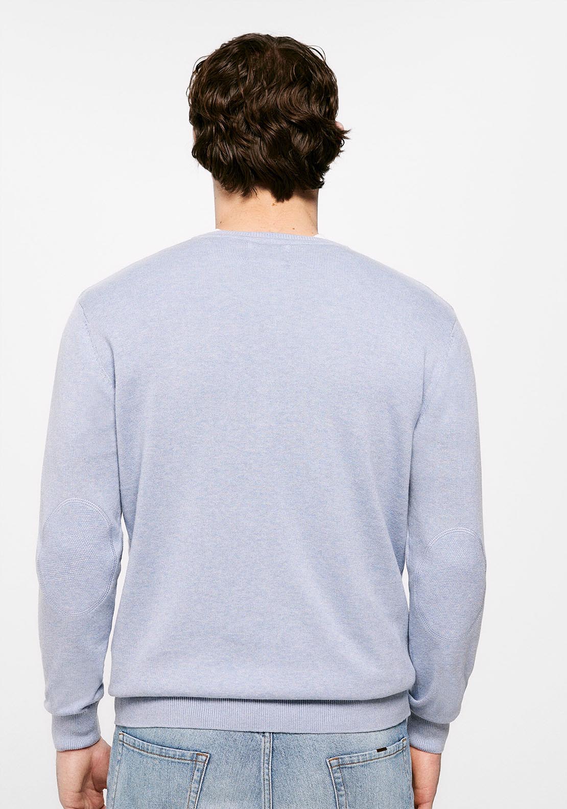 Springfield Essential jumper with elbow patches - Blue 3 Shaws Department Stores