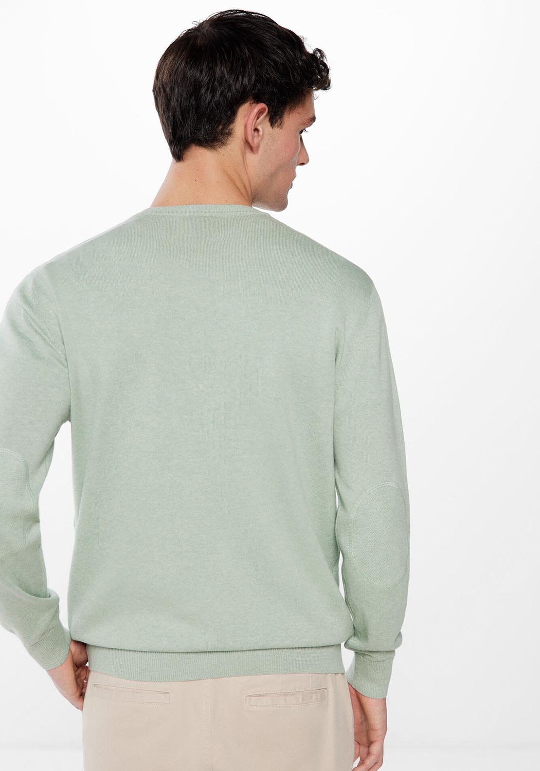 Springfield Essential jumper with elbow patches - Green 2 Shaws Department Stores