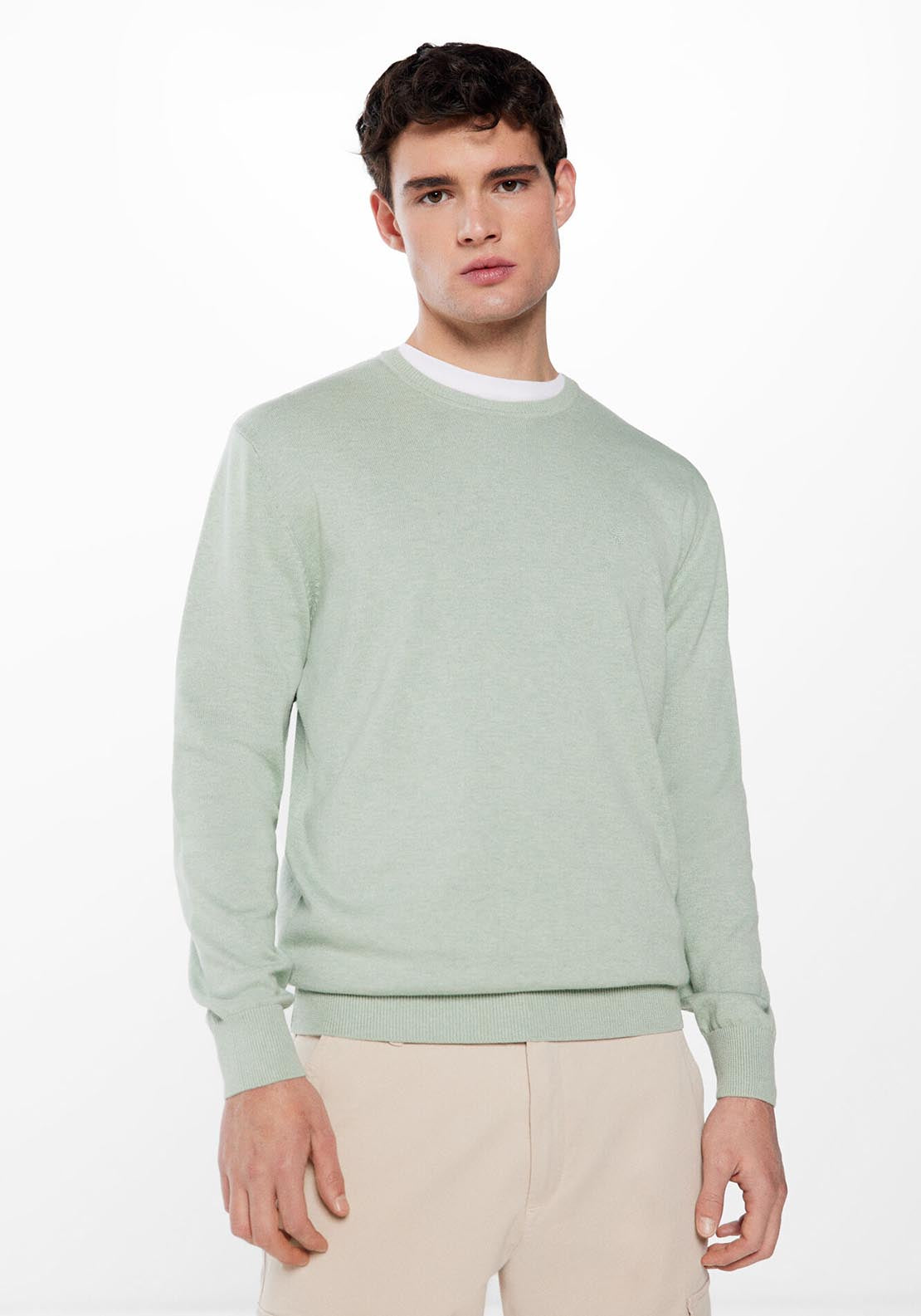 Springfield Essential jumper with elbow patches - Green 1 Shaws Department Stores