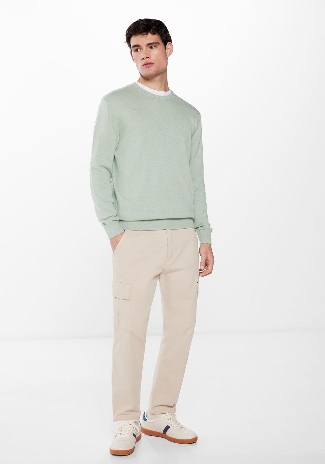Springfield Essential jumper with elbow patches - Green 4 Shaws Department Stores