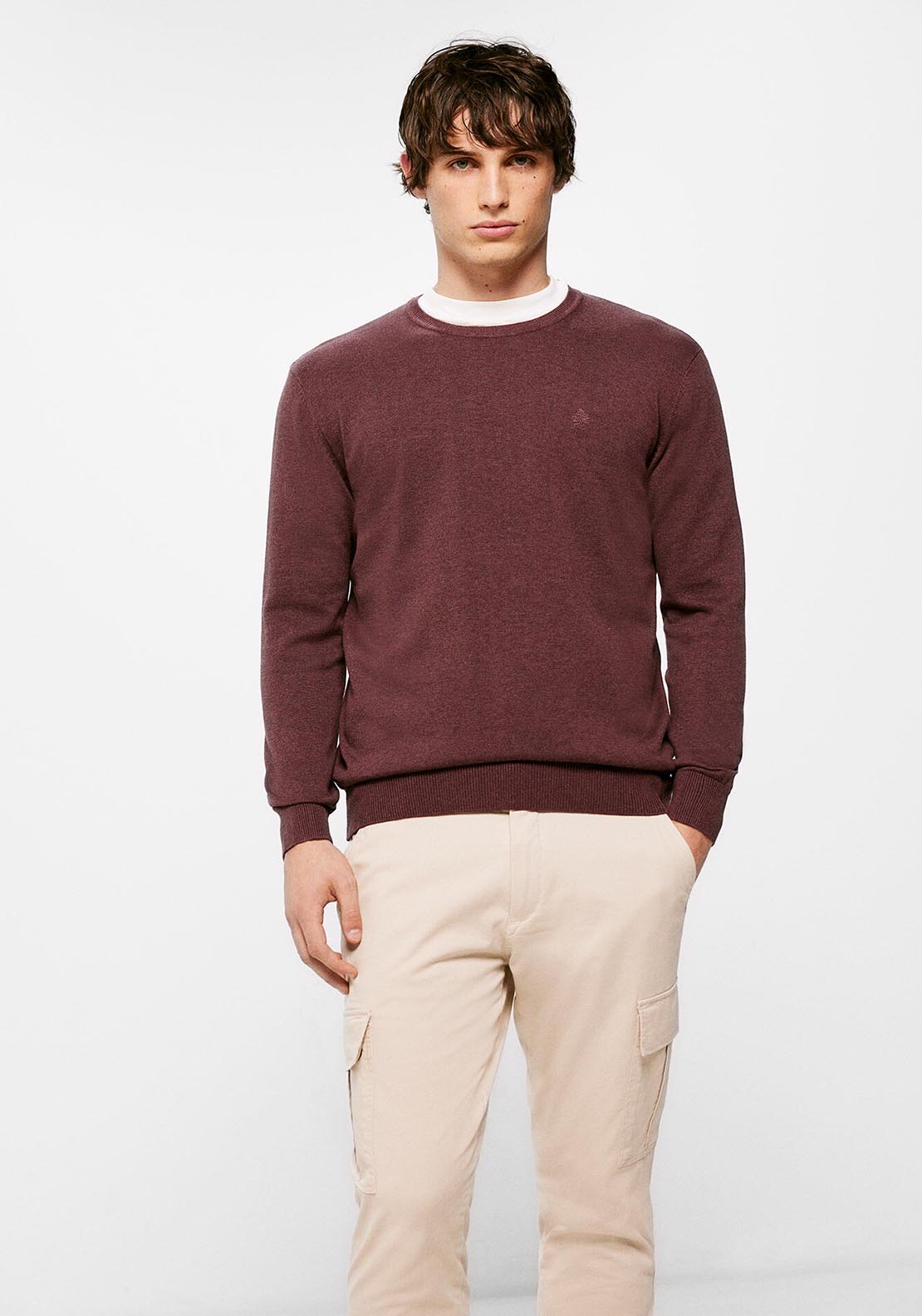Springfield Essential jumper with elbow patches - Wine 2 Shaws Department Stores