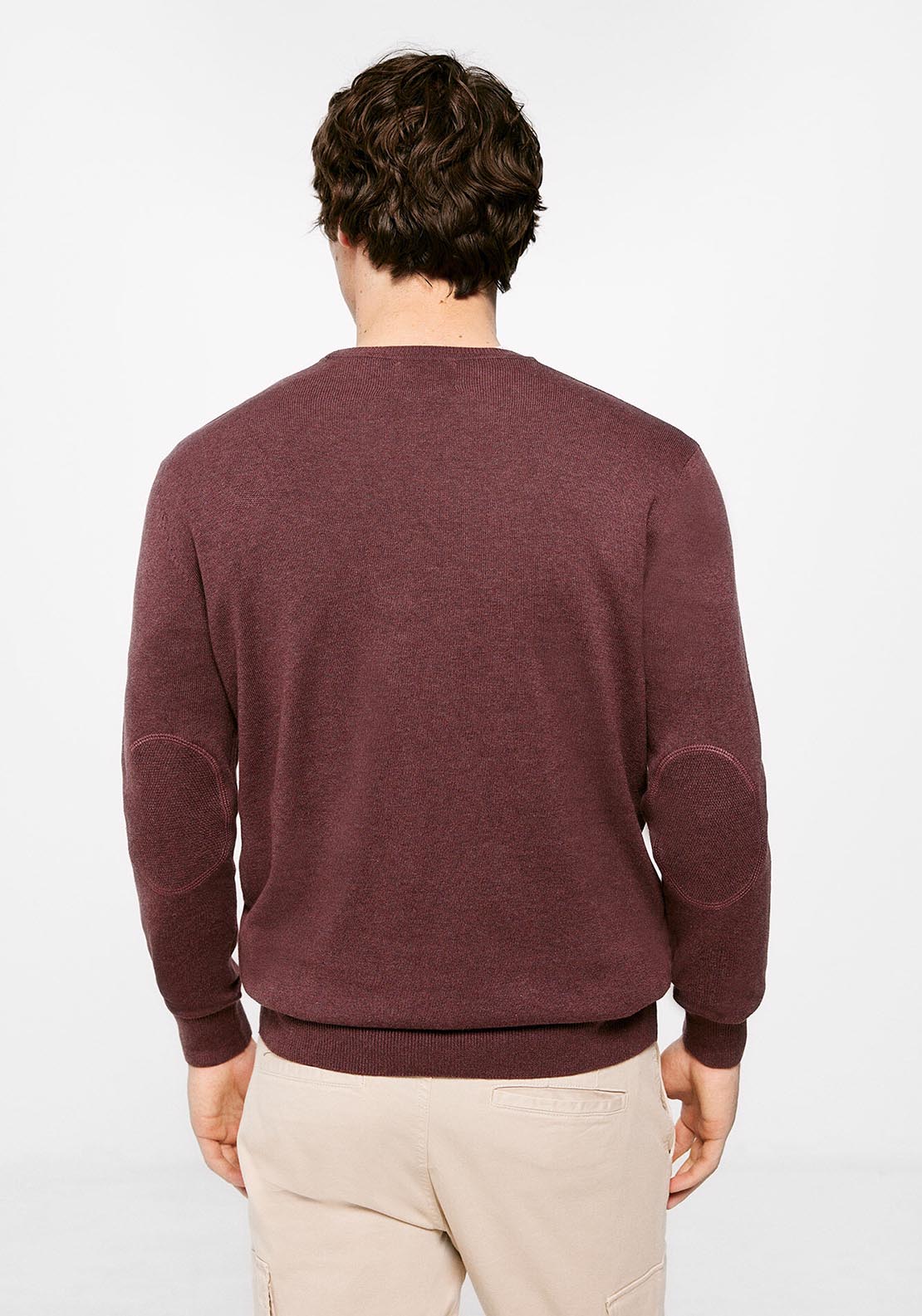Springfield Essential jumper with elbow patches - Wine 3 Shaws Department Stores