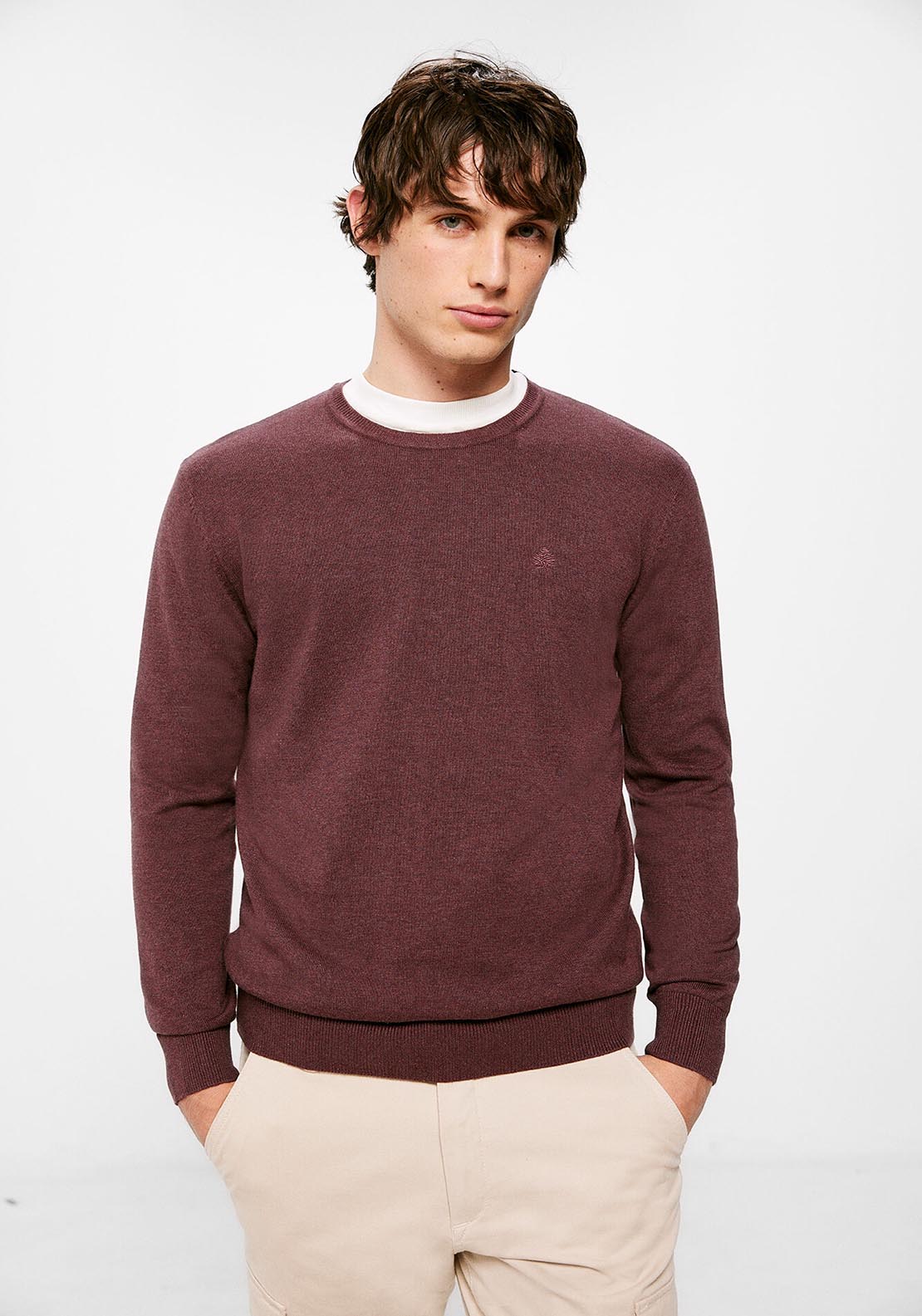 Springfield Essential jumper with elbow patches - Wine 1 Shaws Department Stores