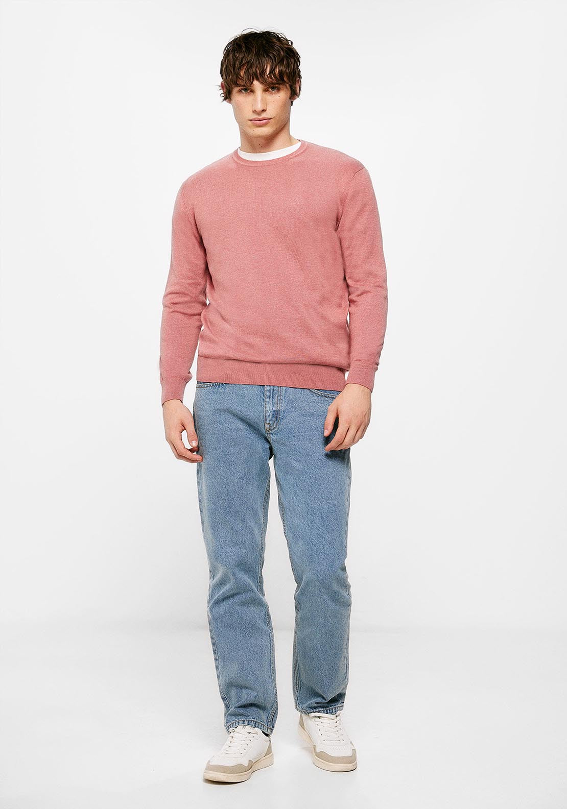 Springfield Essential jumper with elbow patches - Pink 1 Shaws Department Stores