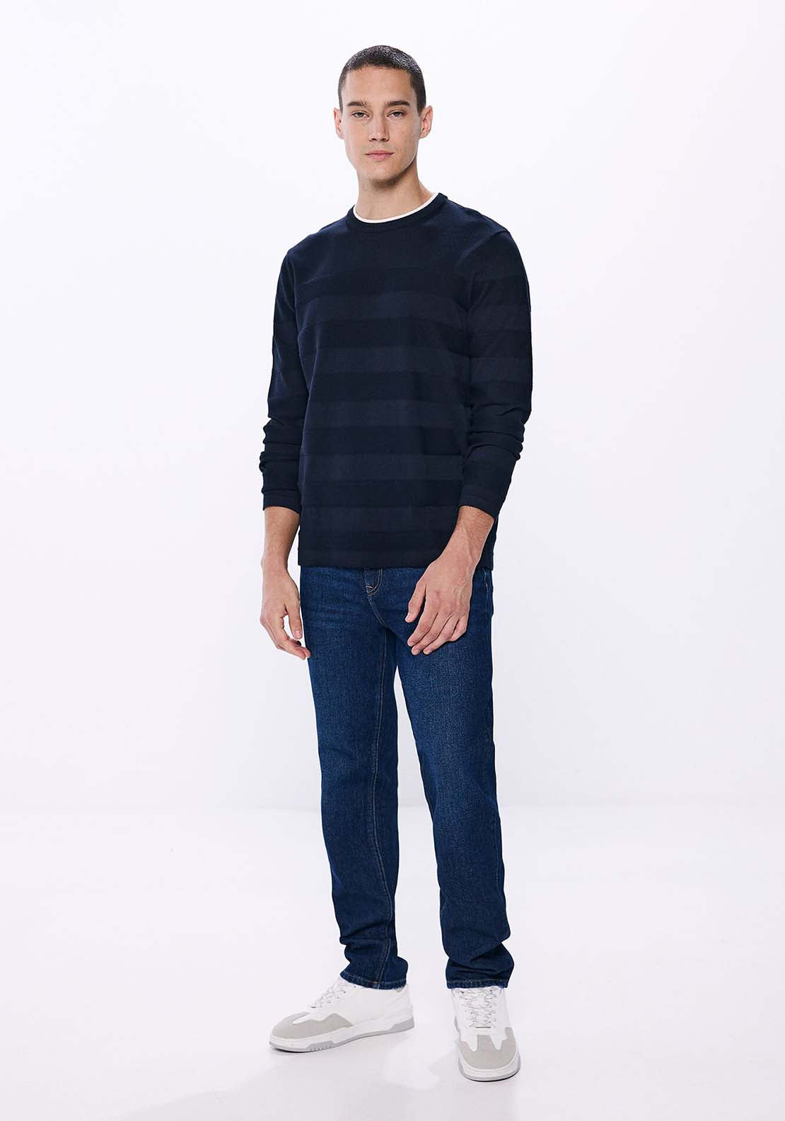 Springfield Double collar jumper - Navy 4 Shaws Department Stores