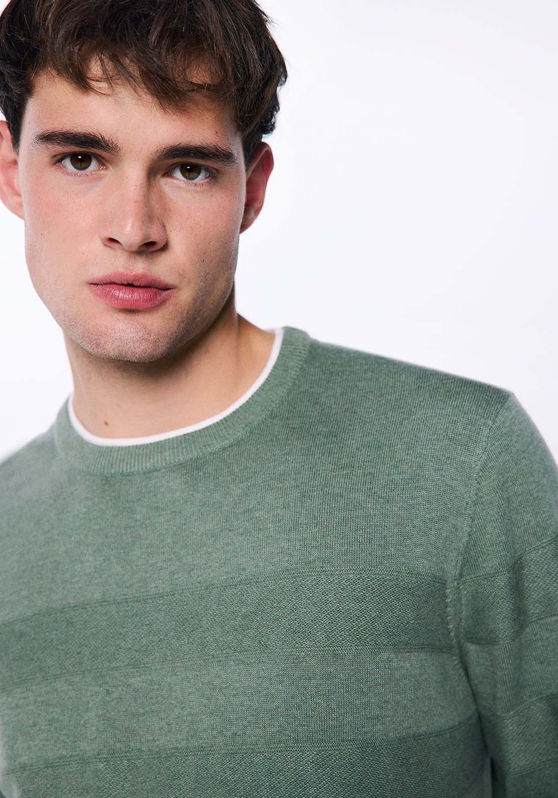 Springfield Double collar jumper - Green 3 Shaws Department Stores