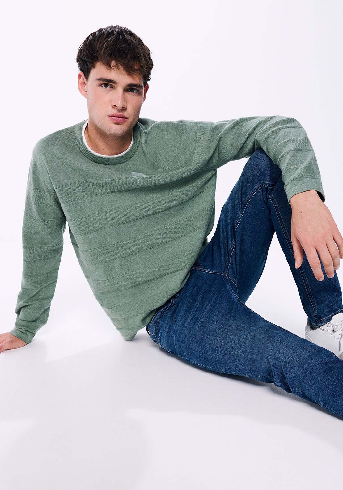 Springfield Double collar jumper - Green 4 Shaws Department Stores