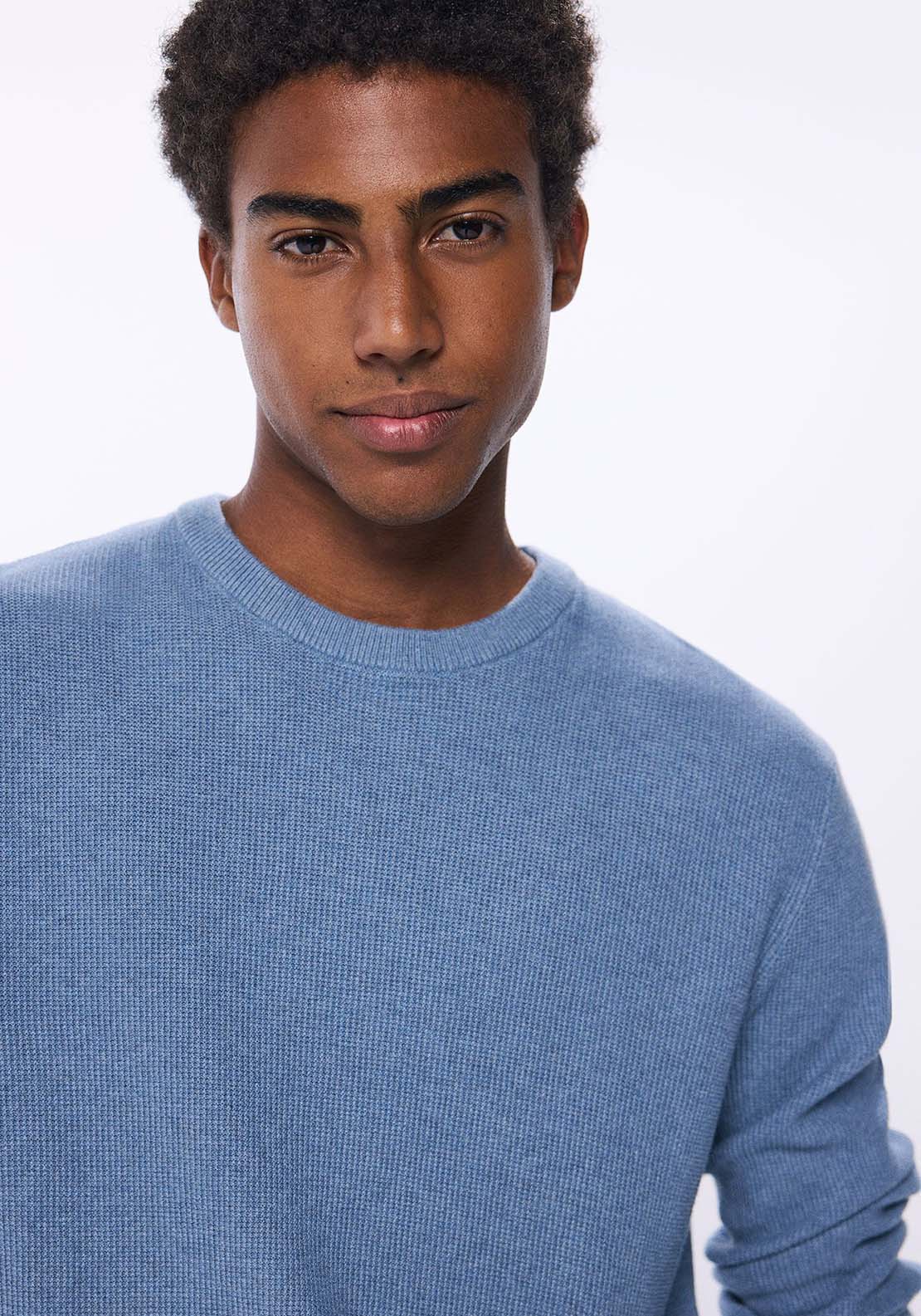 Springfield Round Neck Jumper - Blue 3 Shaws Department Stores