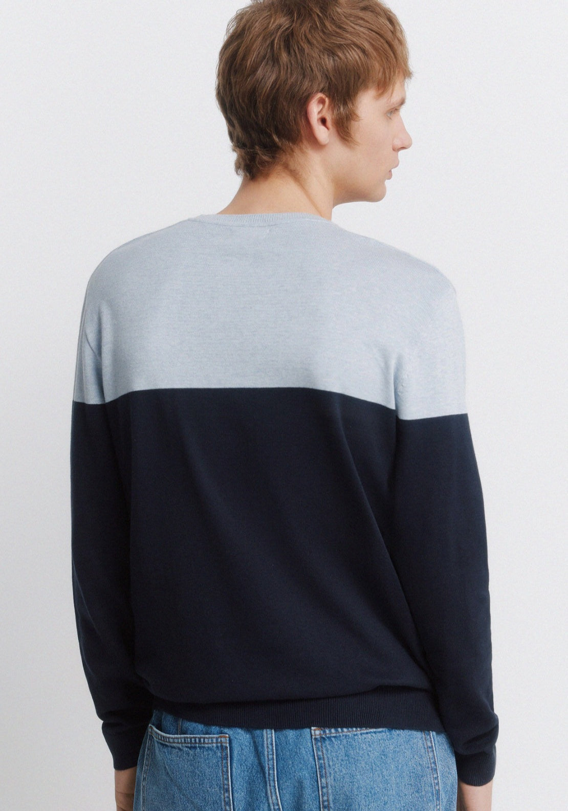 Colour Block Basic Jumper - Blue
