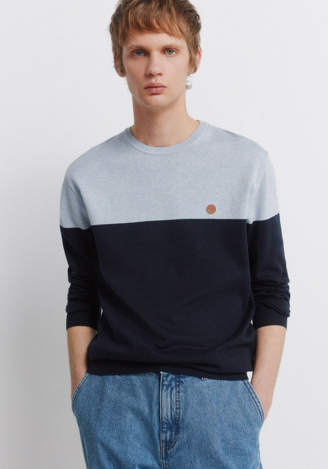 Colour Block Basic Jumper - Blue