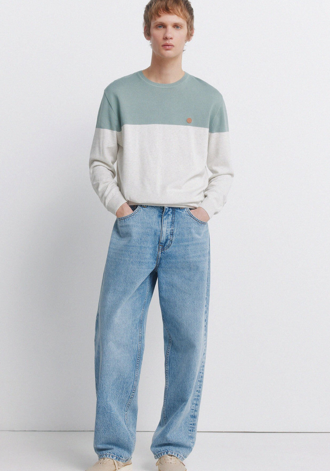 Colour Block Basic Jumper - Grey / Silver