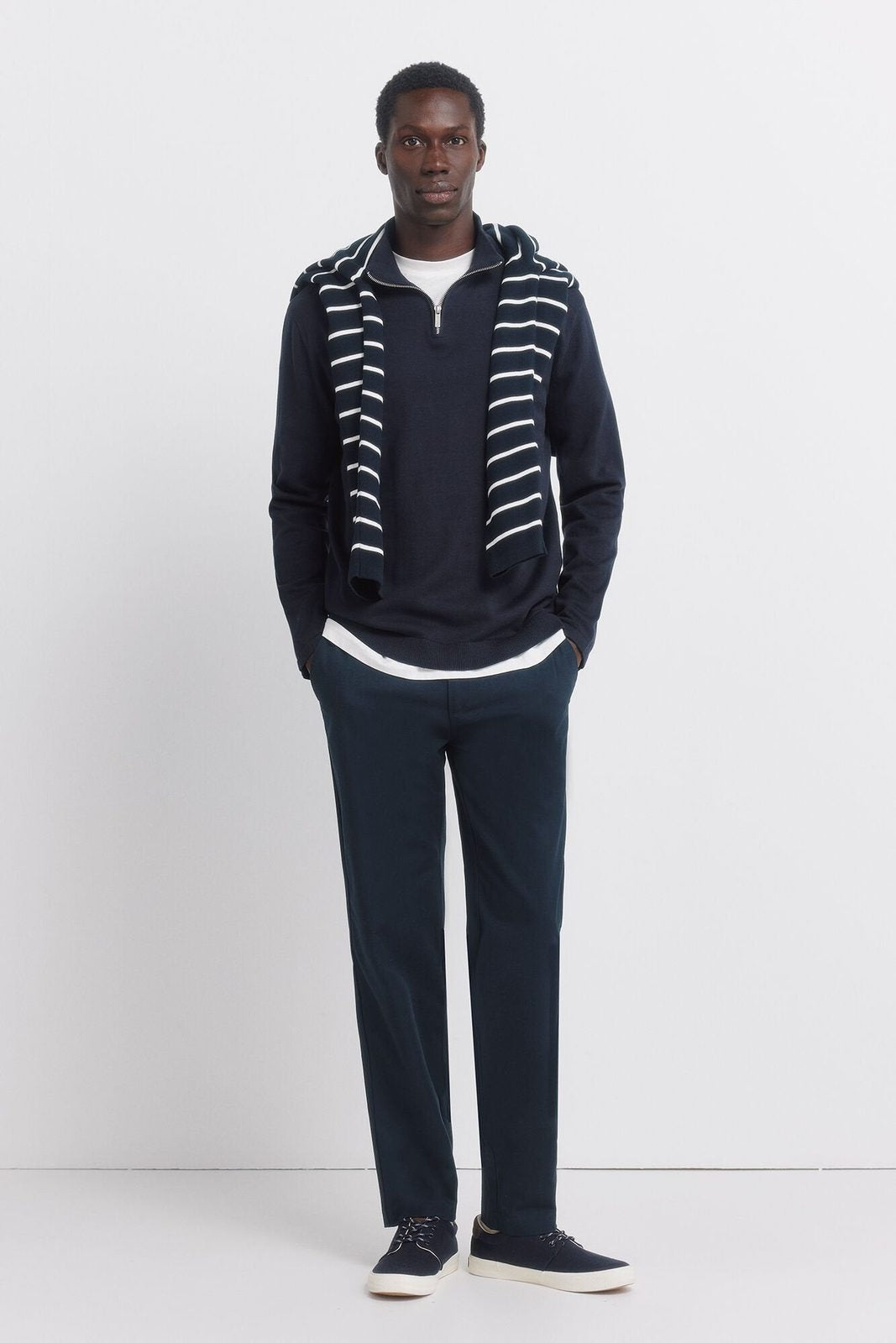 Basic 1/4 Zip Knit - Blue