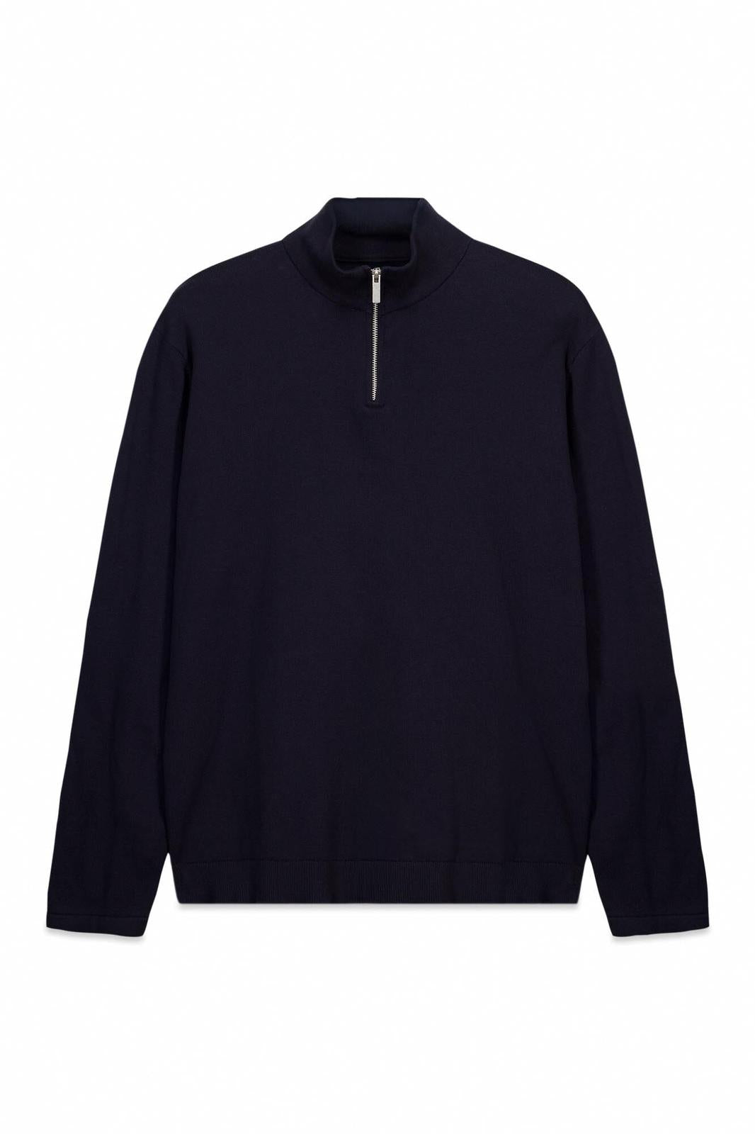 Basic 1/4 Zip Knit - Blue