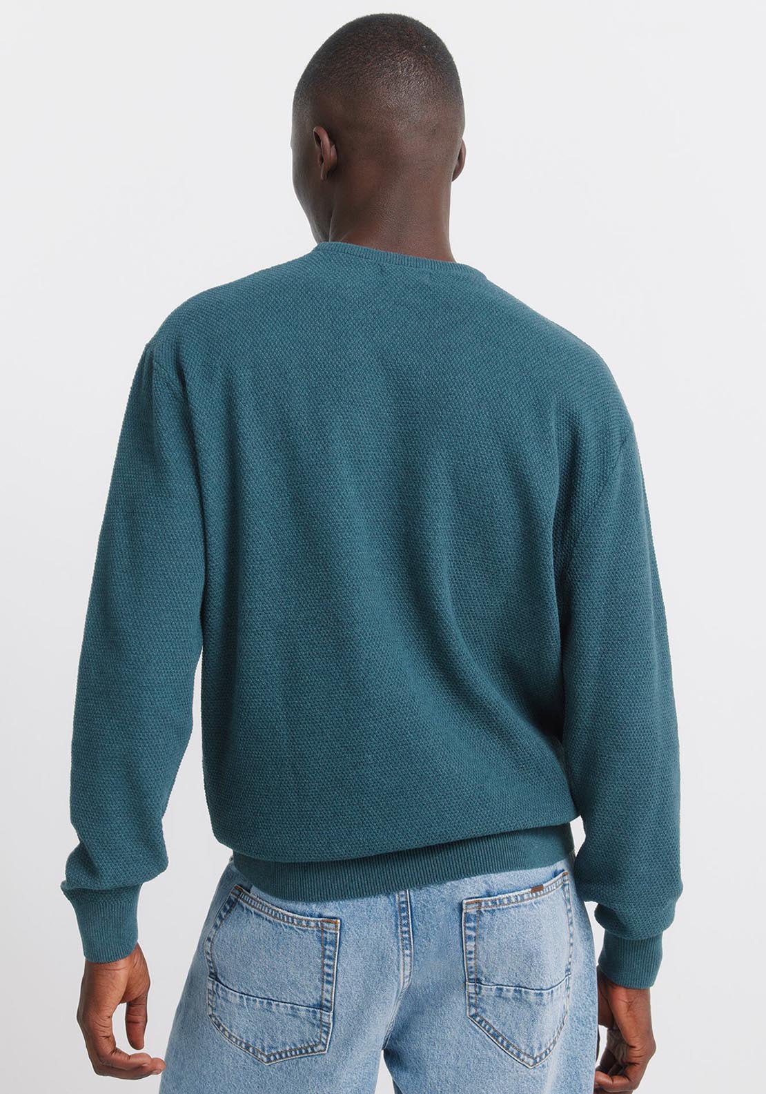 Double Knit Crew Neck Jumper - Blue