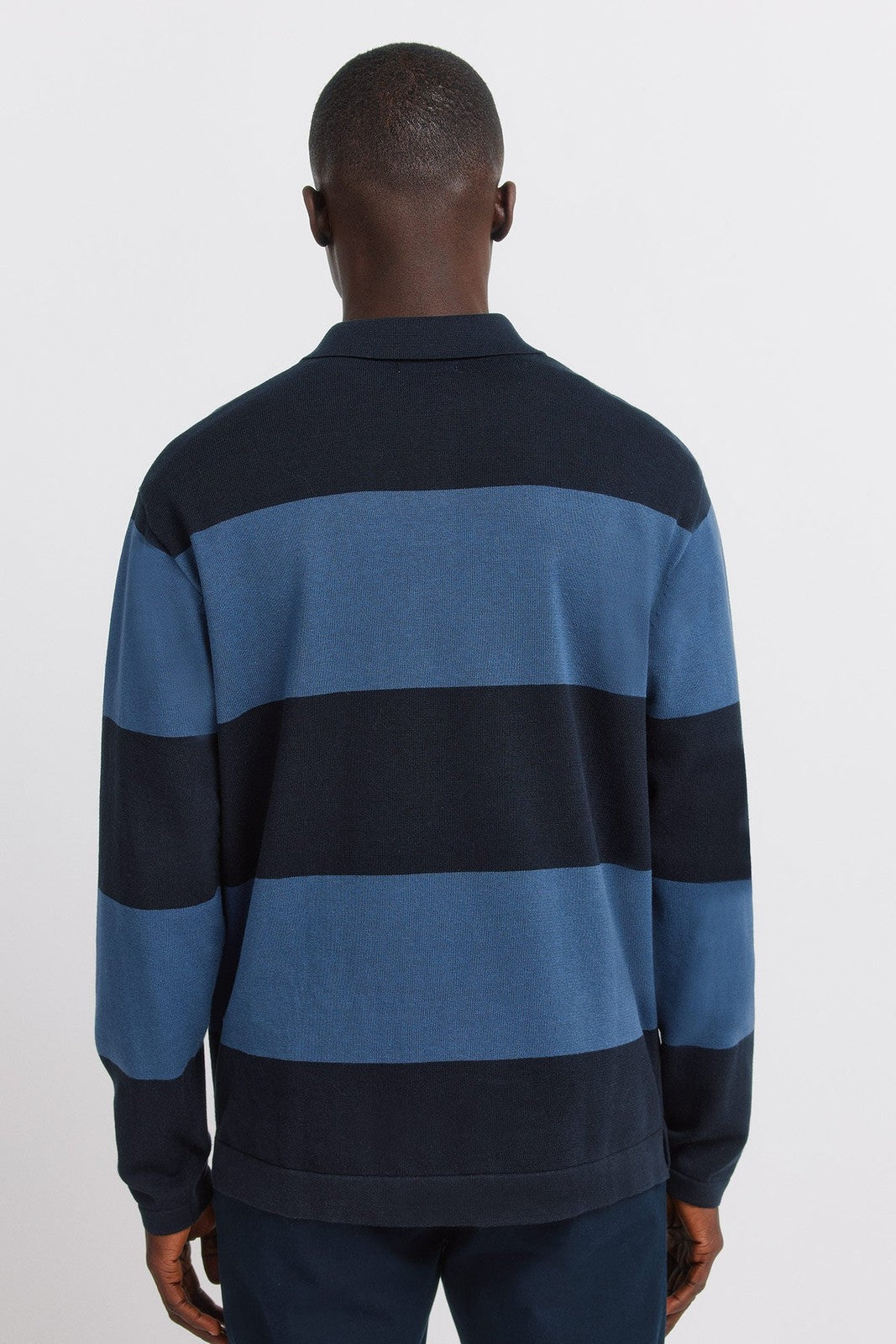 Colour Block Stripe Polo Shirt - Blue