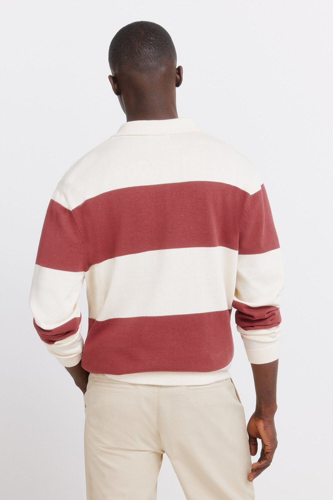 Colour Block Stripe Polo Shirt - Red