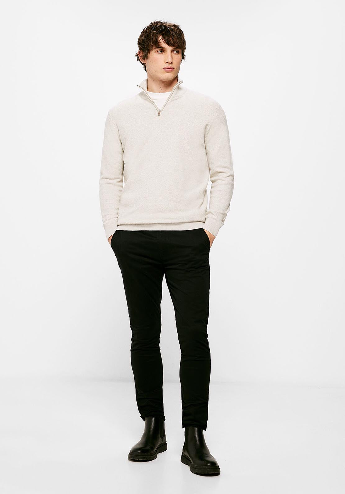 Springfield Structured jumper with zipped collar - Grey / Silver 2 Shaws Department Stores