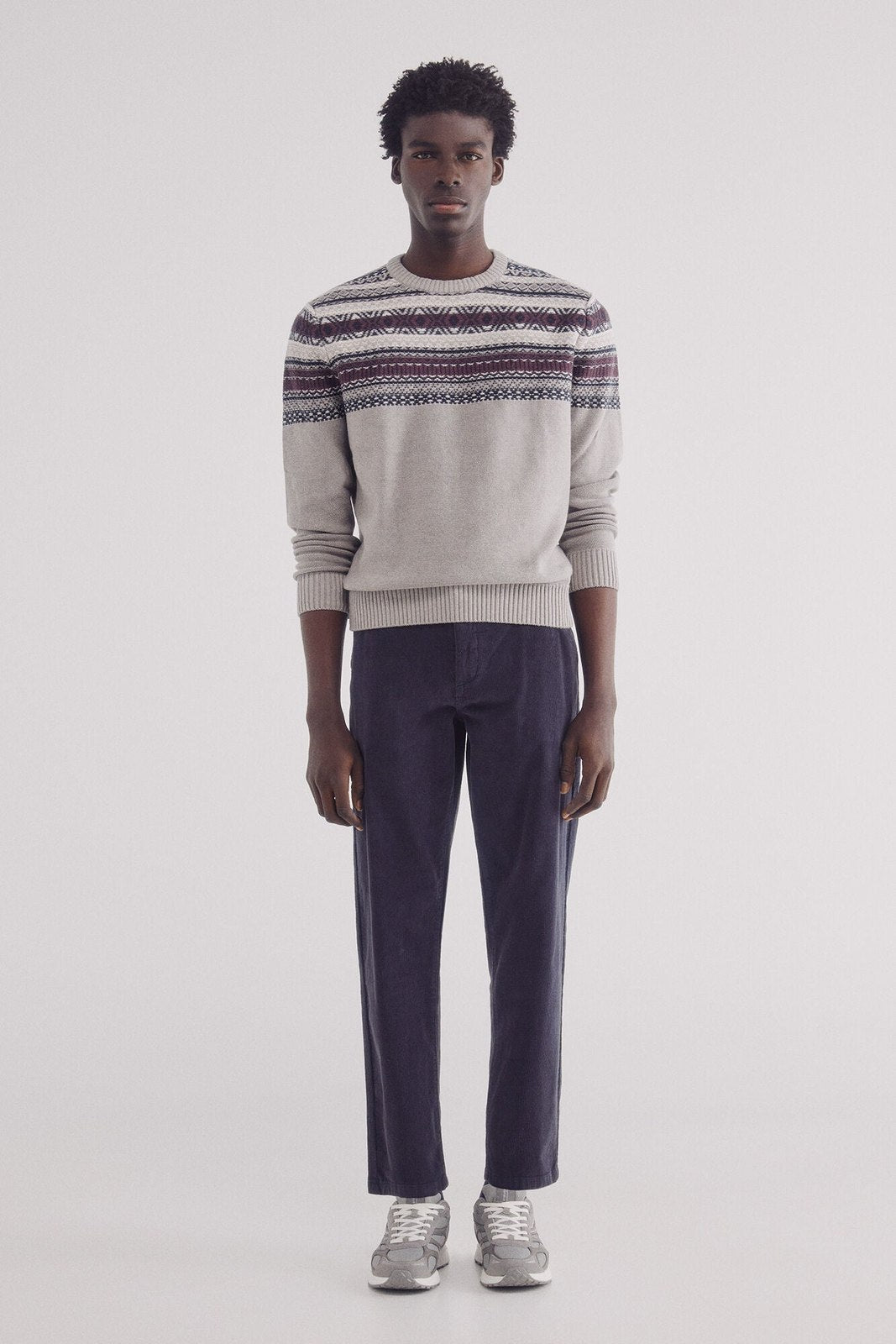 Springfield Jacquard jumper - Grey 1 Shaws Department Stores