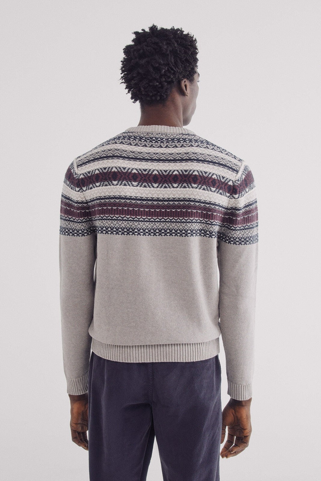 Springfield Jacquard jumper - Grey 3 Shaws Department Stores