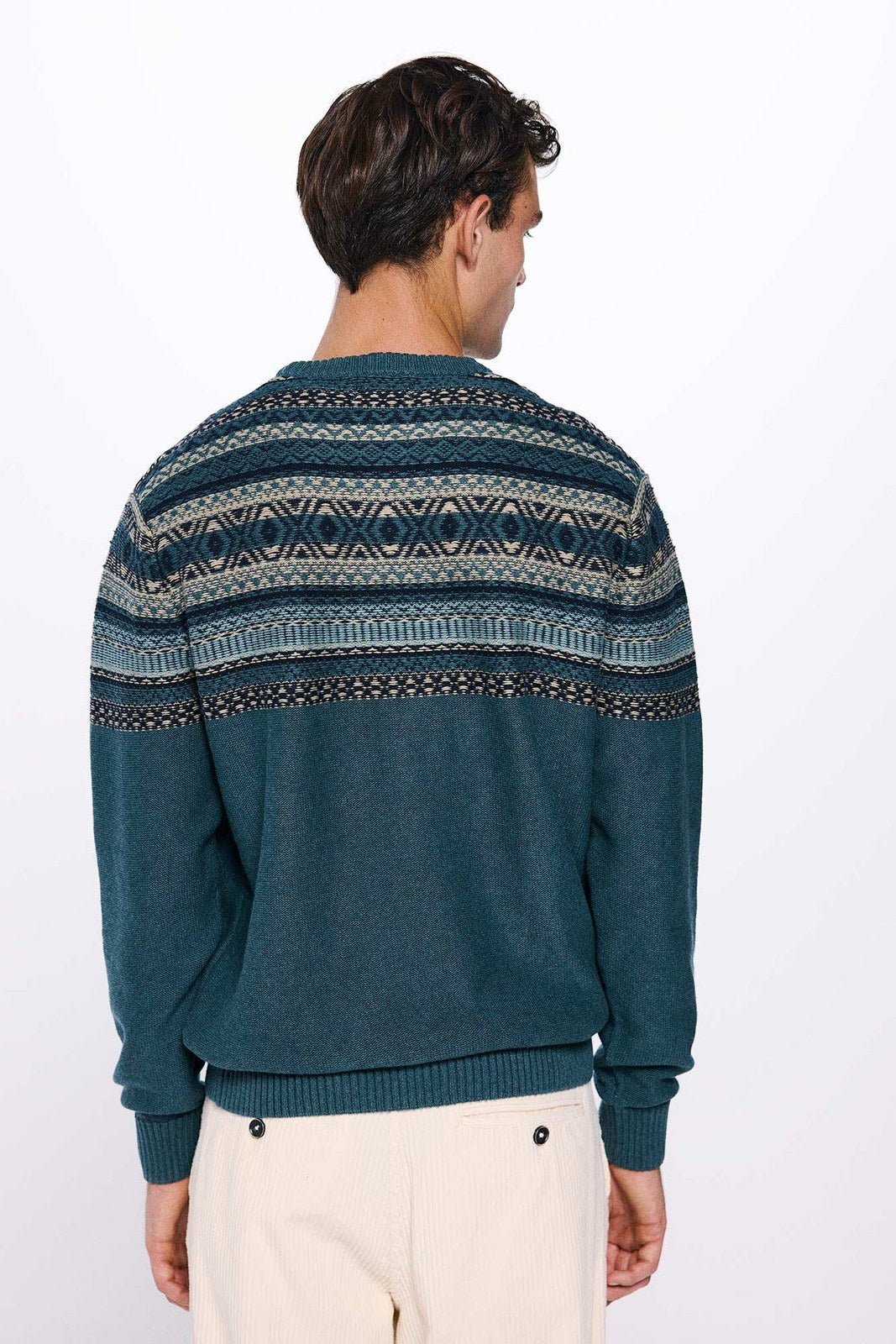 Springfield Jacquard jumper - Blue 4 Shaws Department Stores