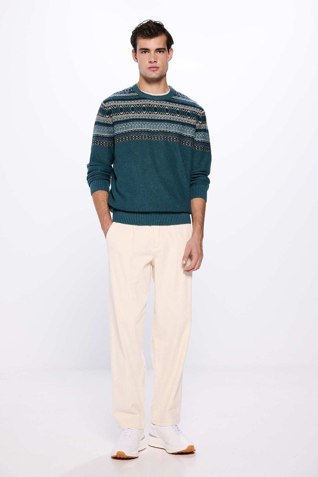 Springfield Jacquard jumper - Blue 2 Shaws Department Stores