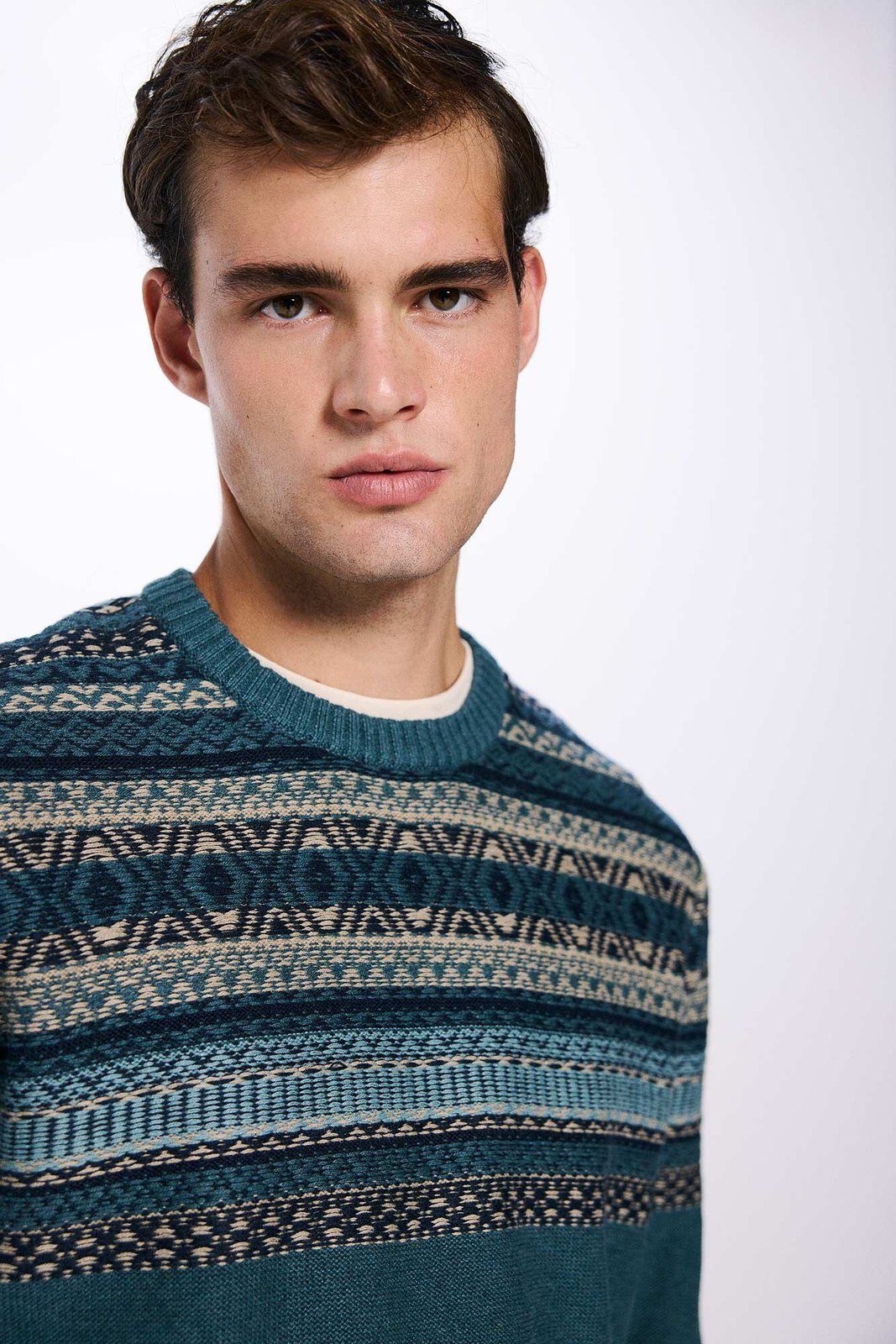 Springfield Jacquard jumper - Blue 3 Shaws Department Stores