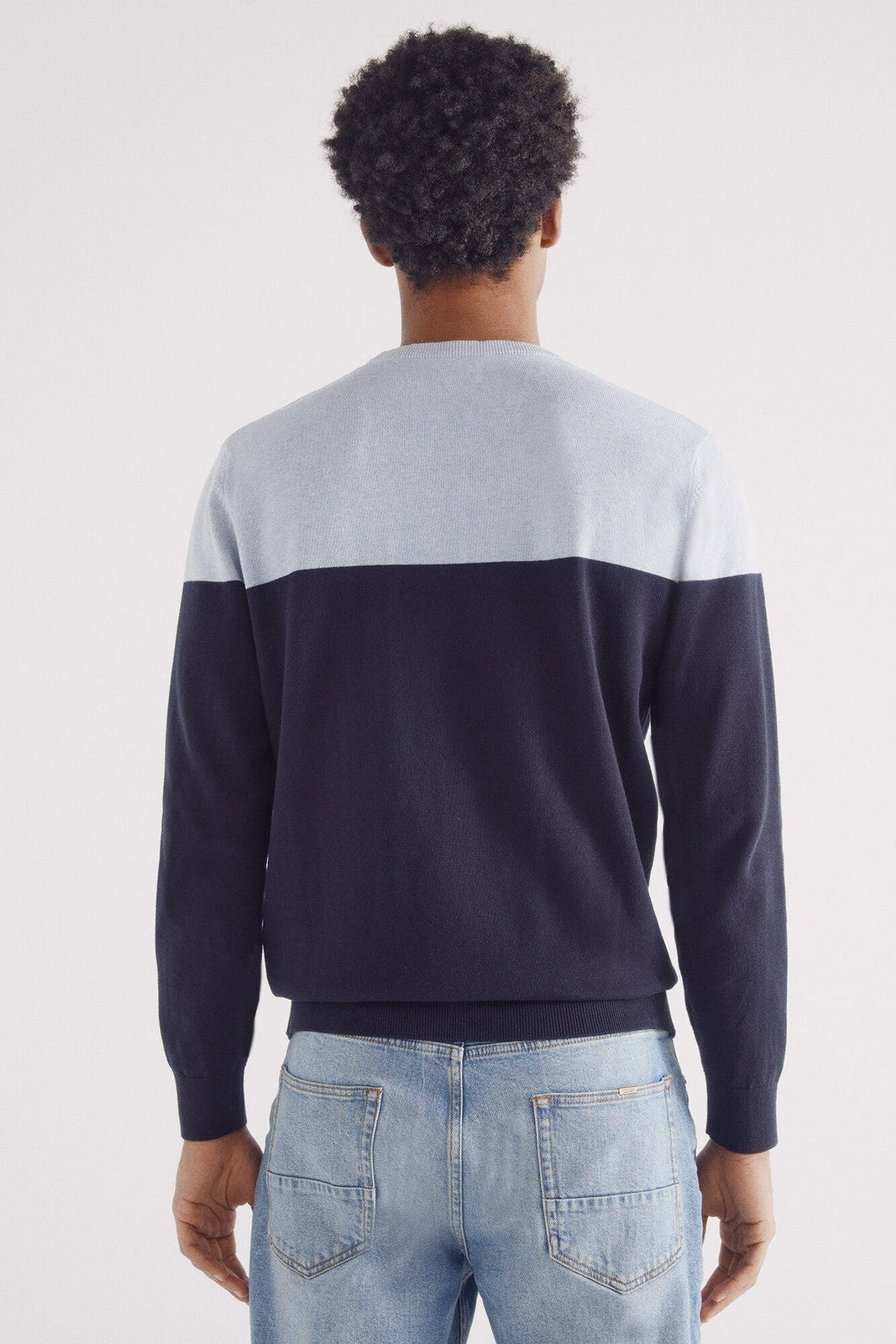 Springfield Basic color block sweater - Navy 7 Shaws Department Stores