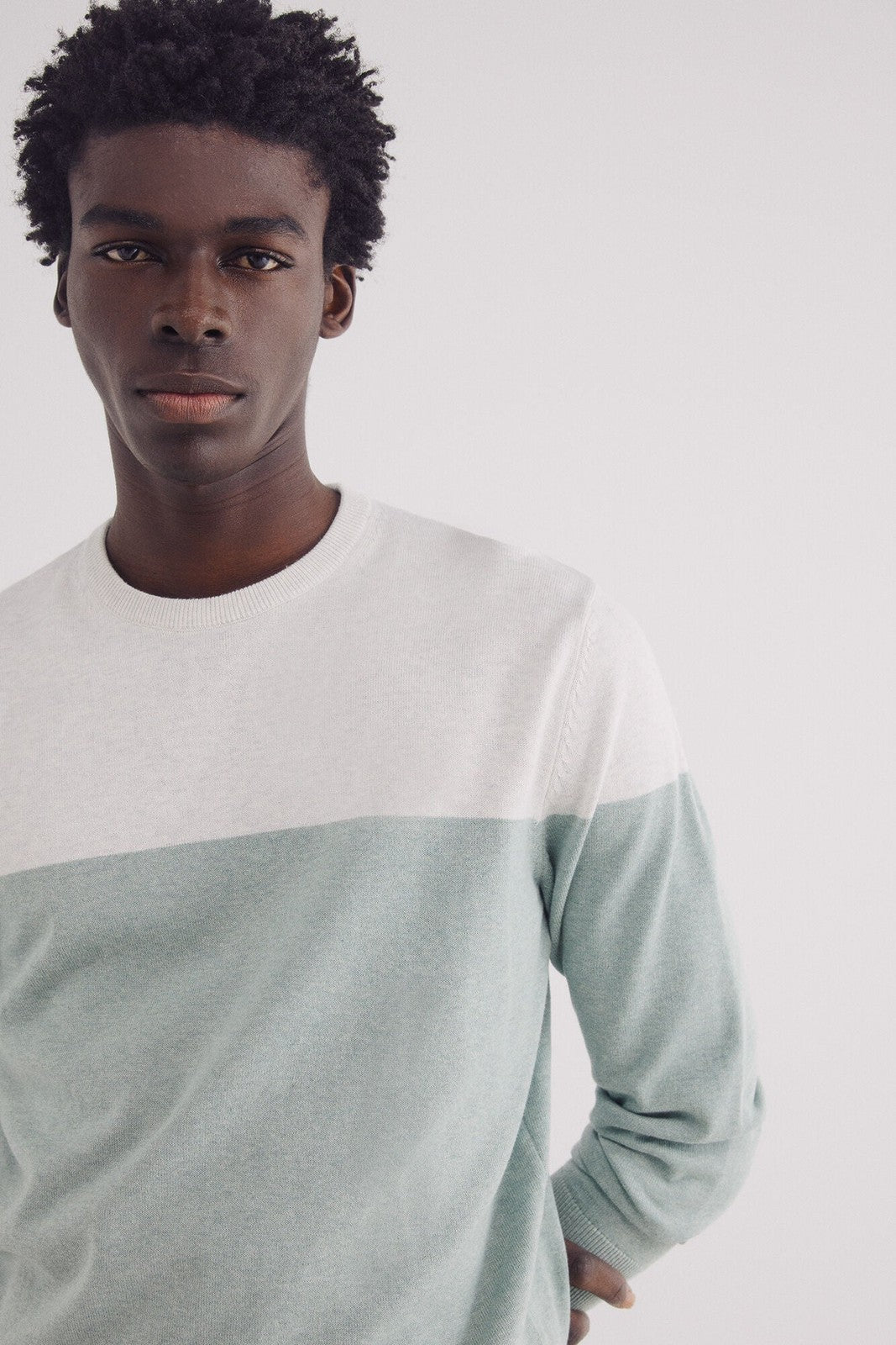 Springfield Basic color block sweater - Green 5 Shaws Department Stores