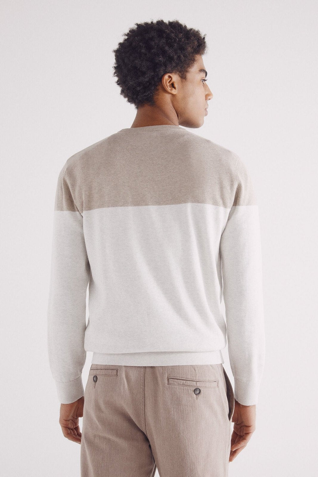 Springfield Basic color block sweater - Sand 6 Shaws Department Stores