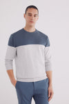 Basic color block sweater - Blue