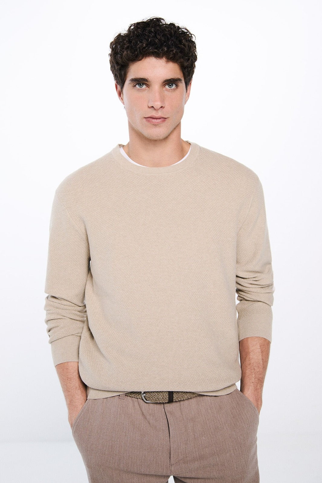 Springfield Textured jumper - Sand 5 Shaws Department Stores