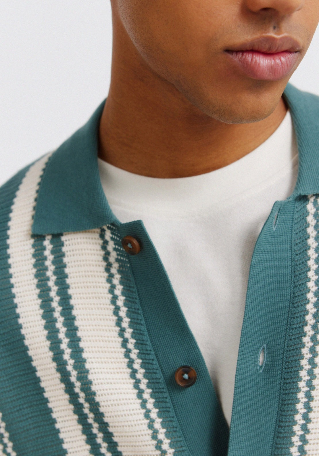 Striped Button Cardigan - Blue