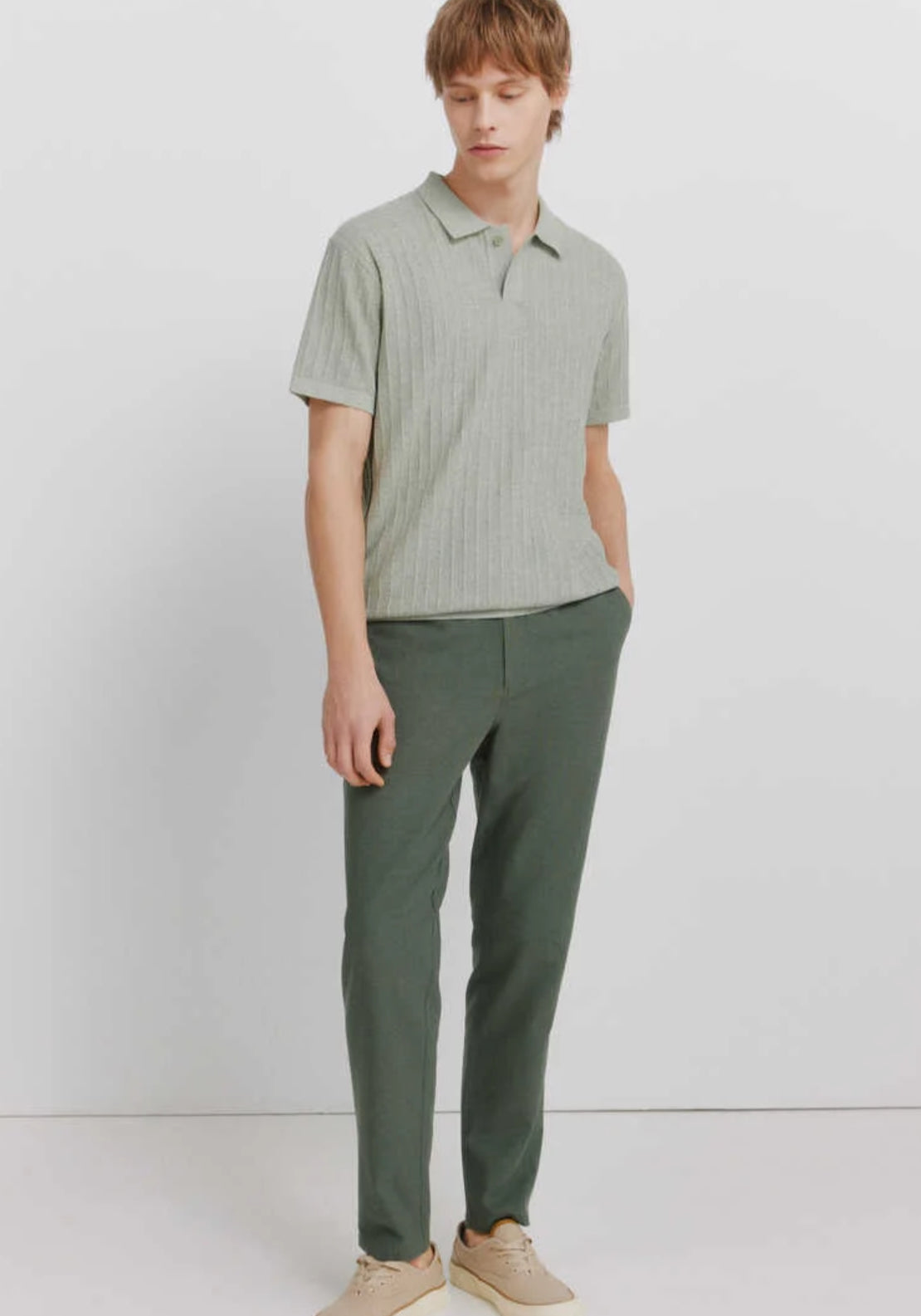 Basic Structured Polo Shirt - Green