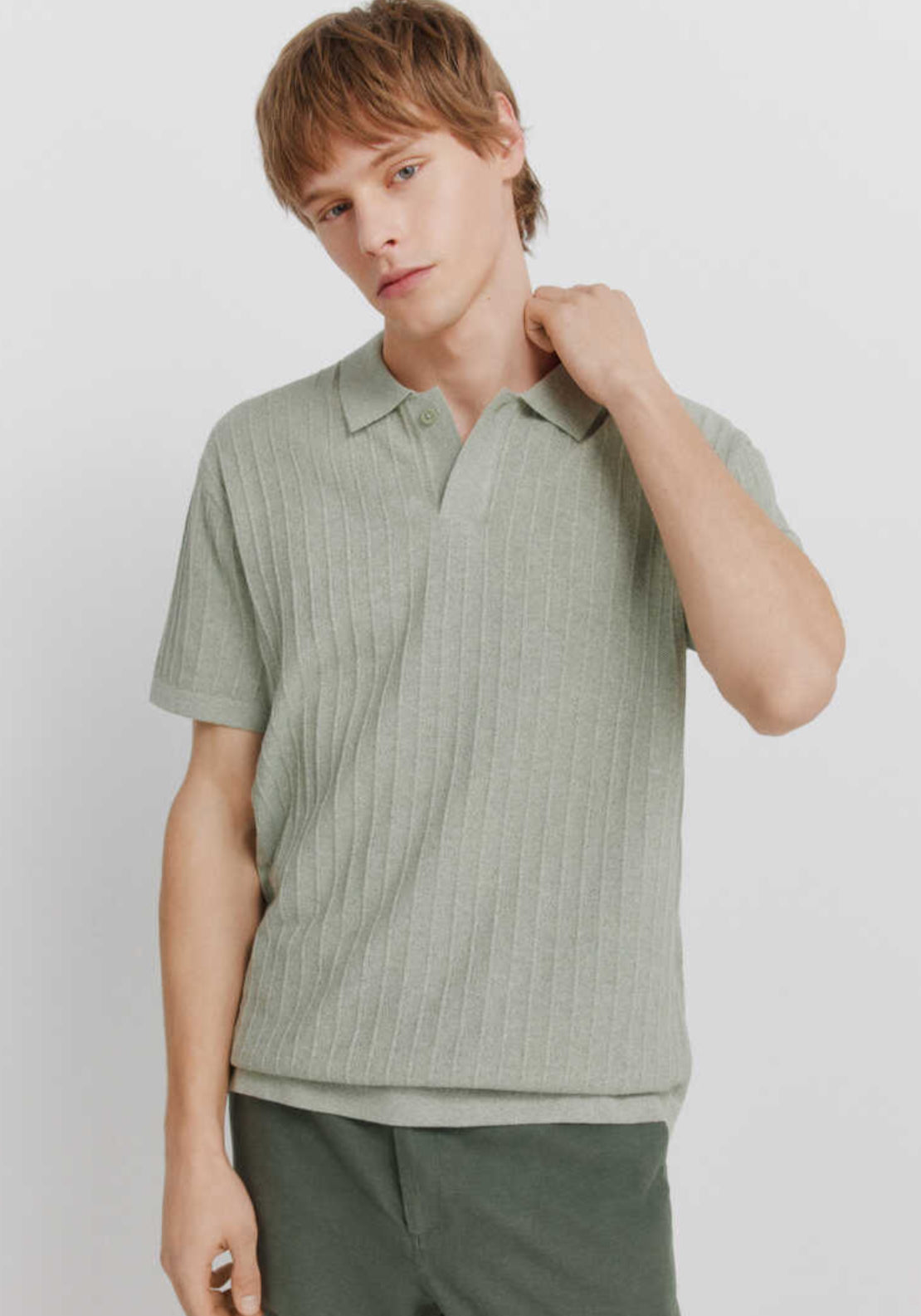 Basic Structured Polo Shirt - Green