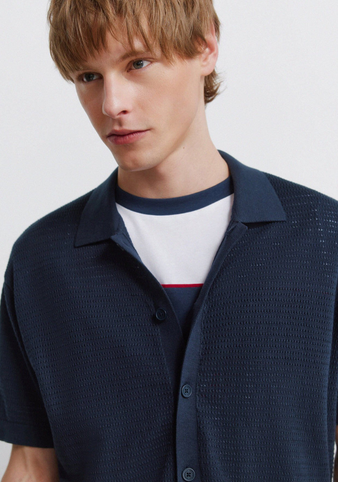 Link Structure Cardigan - Navy