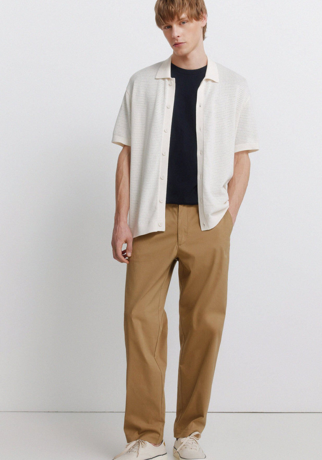 Link Structure Cardigan - White
