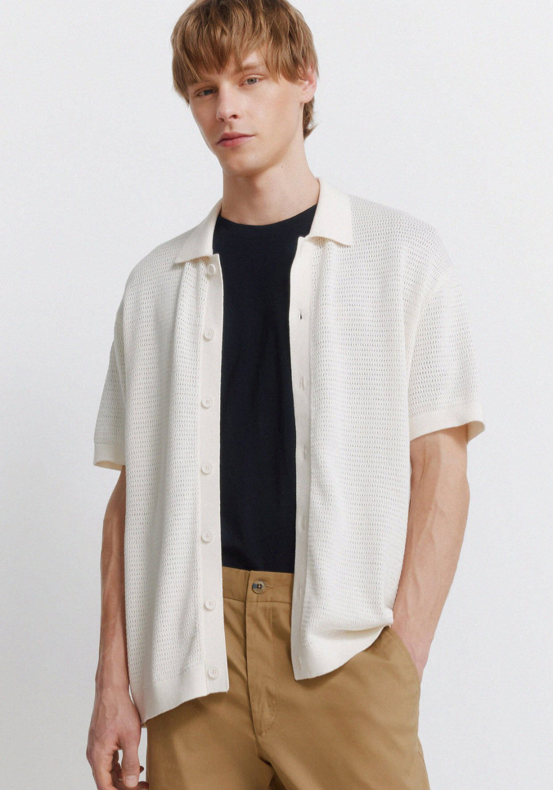 Link Structure Cardigan - White
