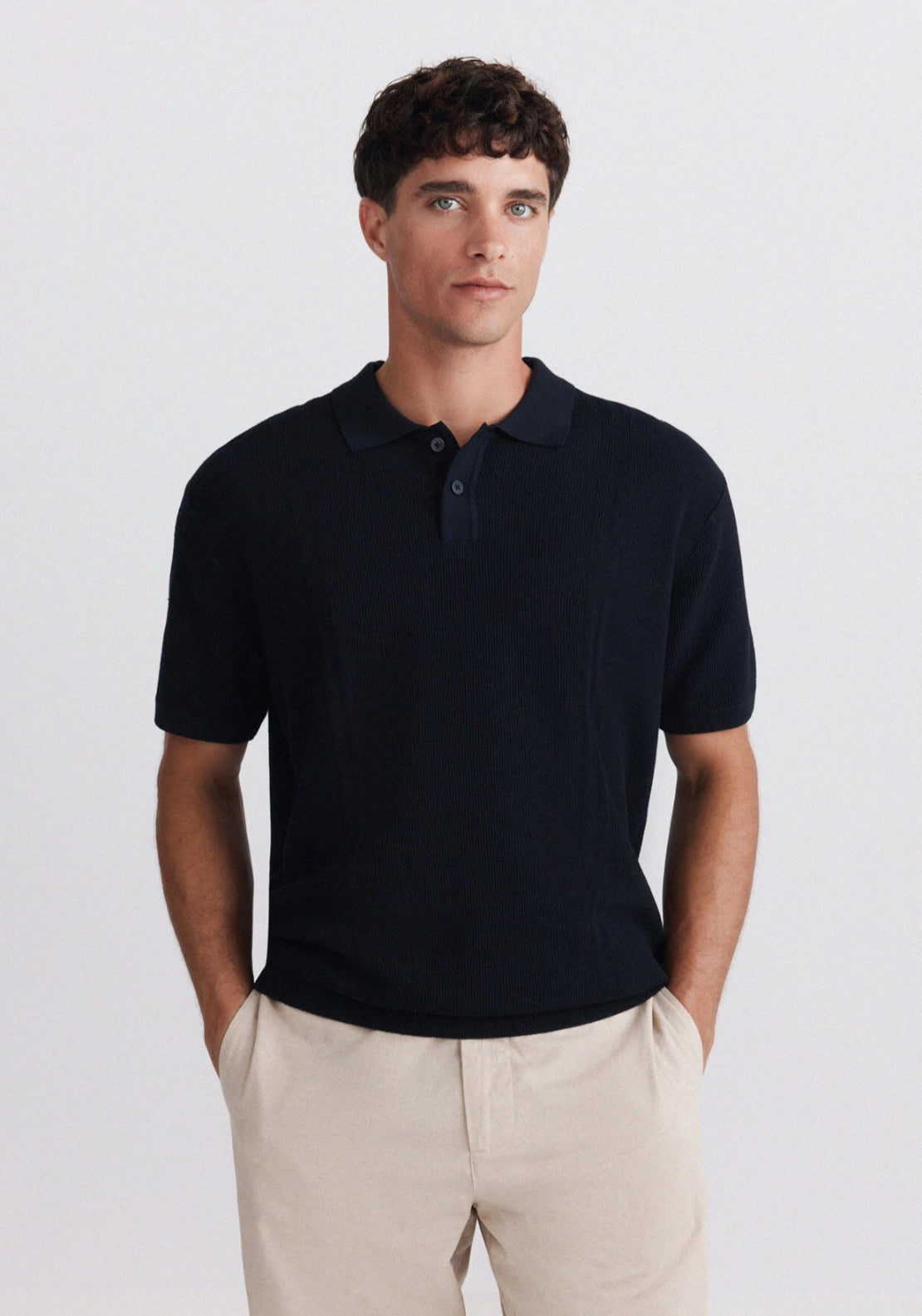 Basic Knit Polo - Navy