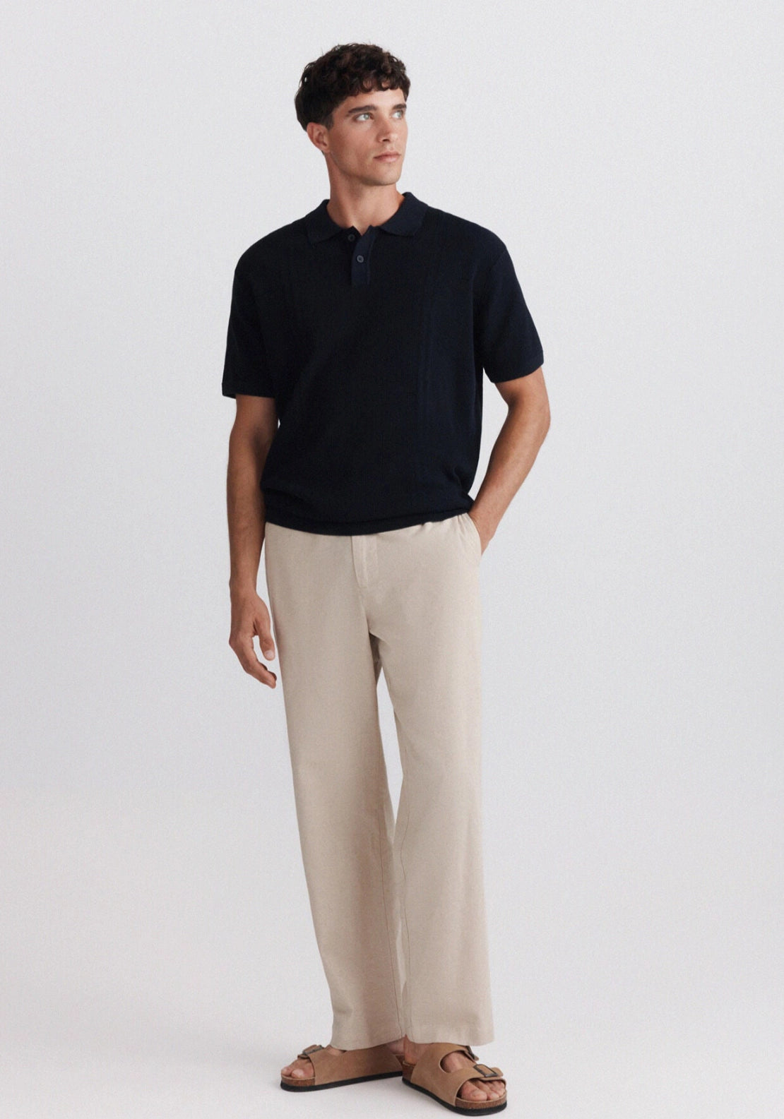 Basic Knit Polo - Navy