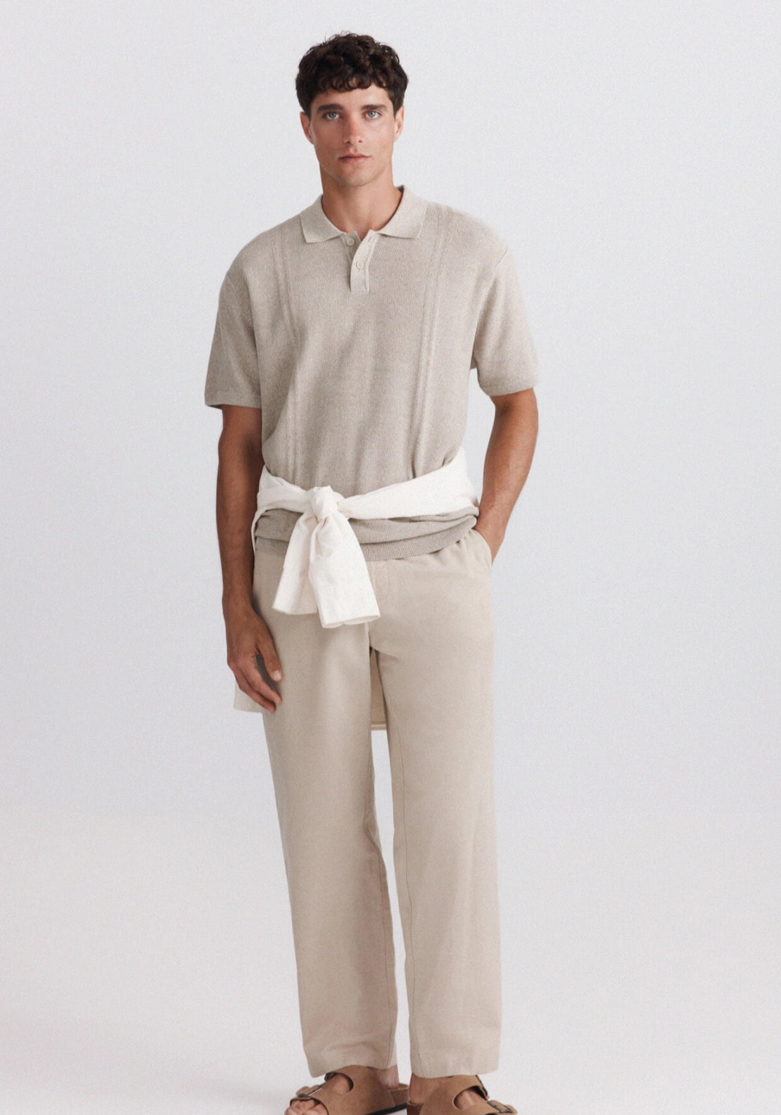 Basic Knit Polo - Beige