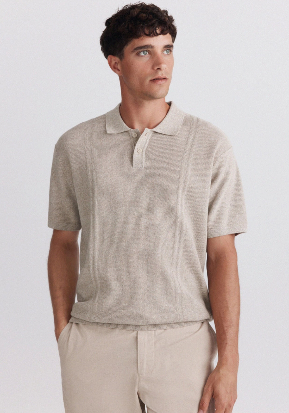 Basic Knit Polo - Beige