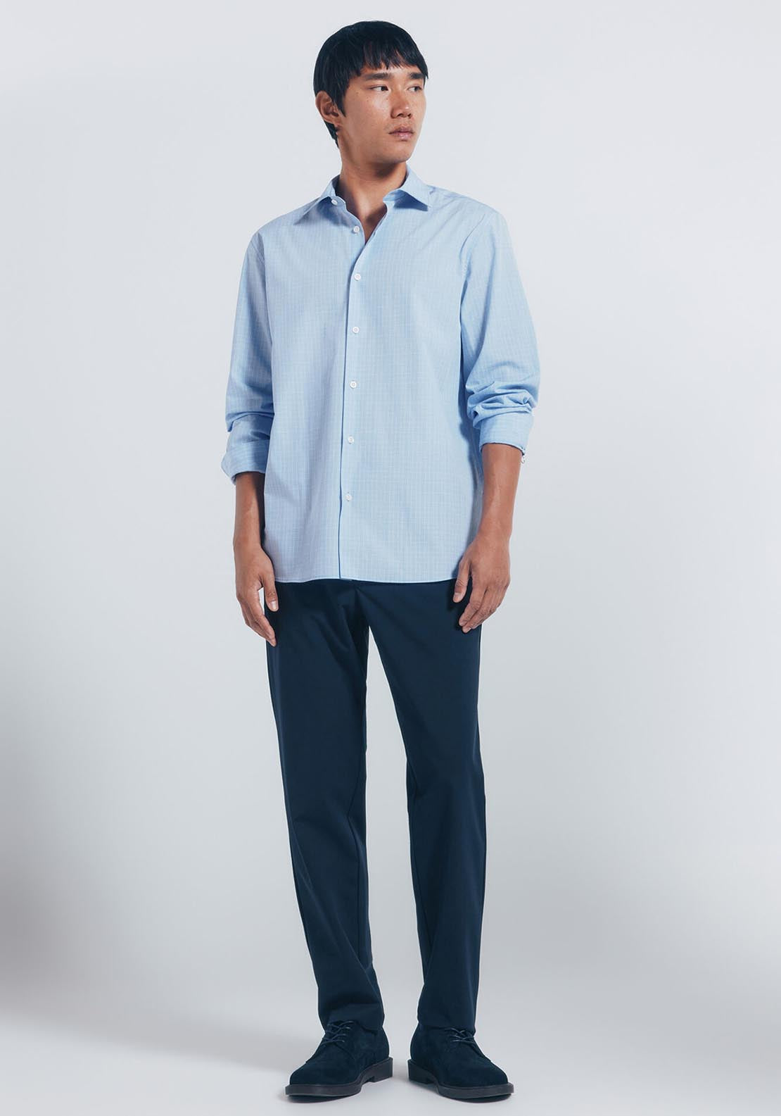 Checked Poplin Shirt - Blue