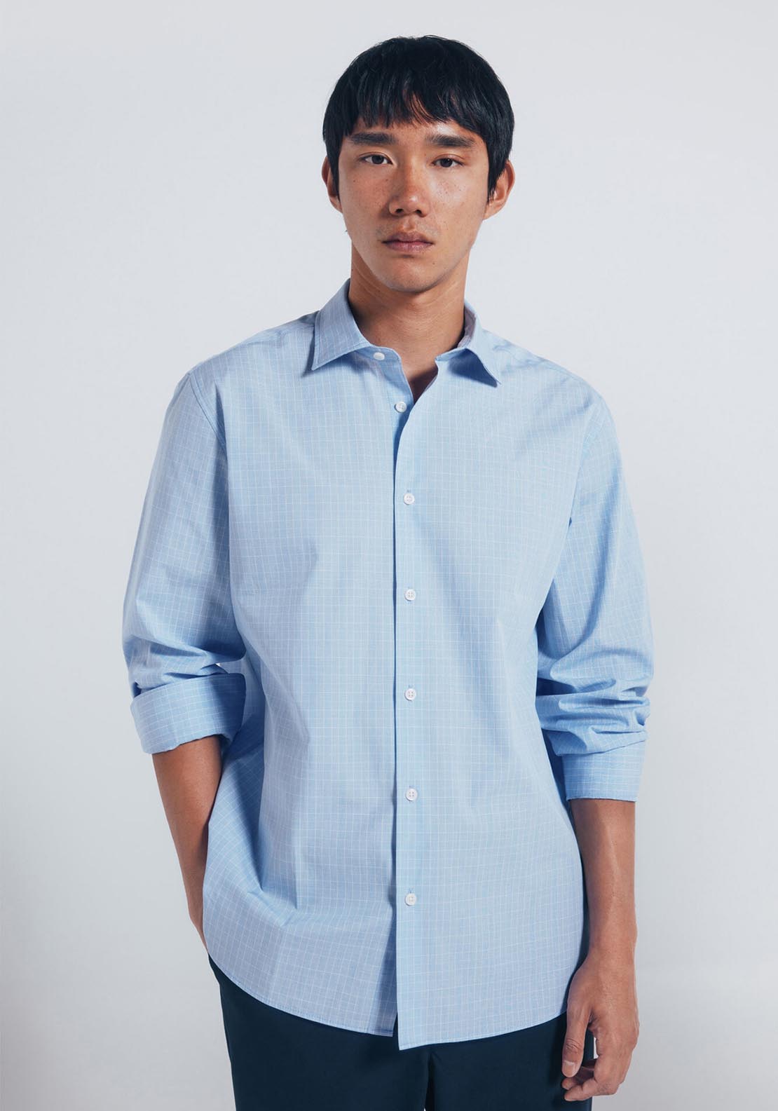 Checked Poplin Shirt - Blue