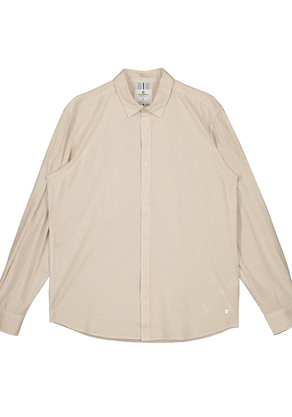Springfield Striped pinpoint shirt - Blue / Camel 1 Shaws Department Stores