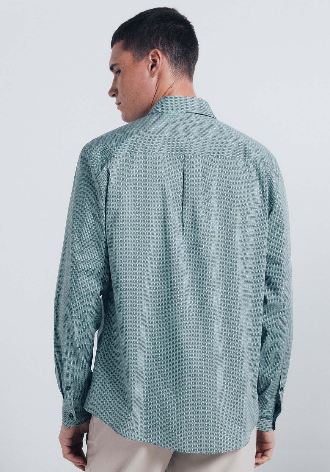Micro Print Poplin Shirt - Green