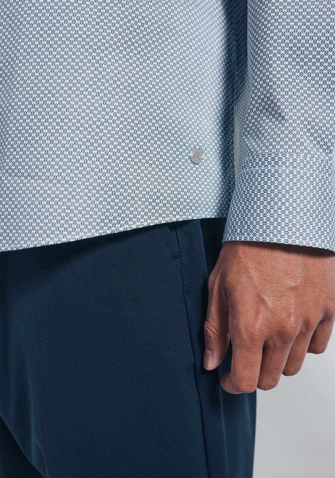 Micro Print Poplin Shirt - White