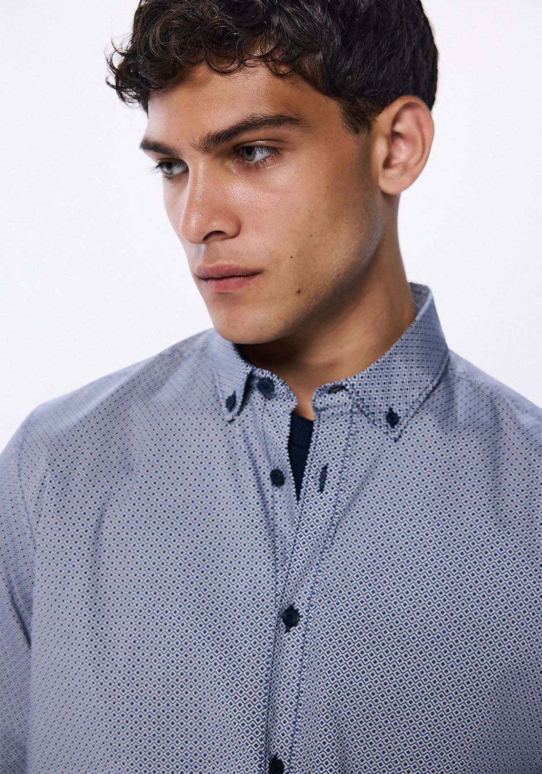 Springfield poplin dress shirt - Blue 3 Shaws Department Stores